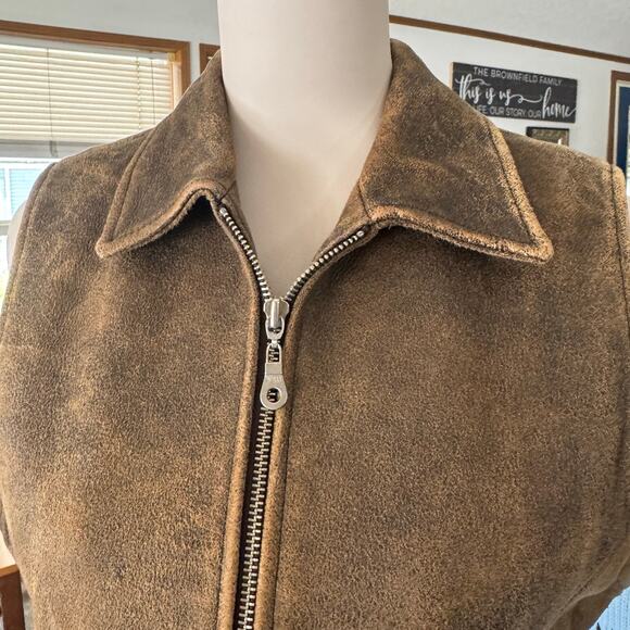 WilliWear Brown Suede Leather Vest Womens Size Medium Zip Front Pockets Western - Picture 6 of 11